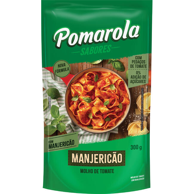 Molho de Tomate Pomarola Manjericão Sachê 300g