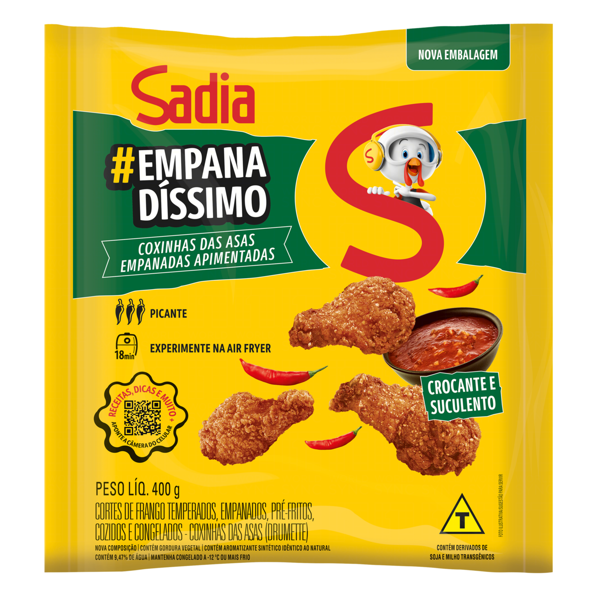 Coxinha Asa Sadia Empanada Apimentada Congelado 400gr
