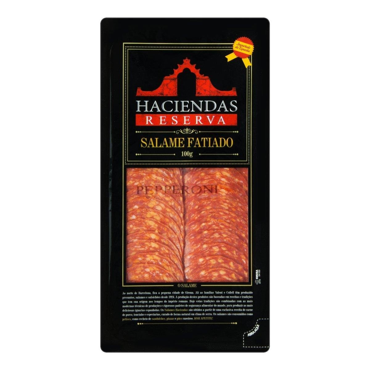 Salame Pepperoni Fatiado HACIENDAS RESERVA Pacote 100g