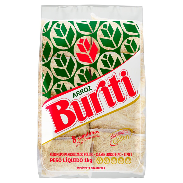 Arroz Buriti 1kg - Parboilizado - Saquinhos