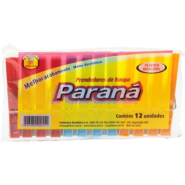 Prendedor para Roupa Paraná Plástico - Com 12 Prendedores