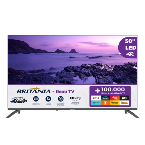 Tv Britânia Smart 50 Polegadas Roku 4k Uhd