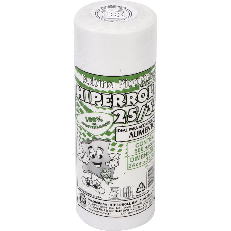 Saco Plástico Picotado Hiper Roll 25x35cm 500 un