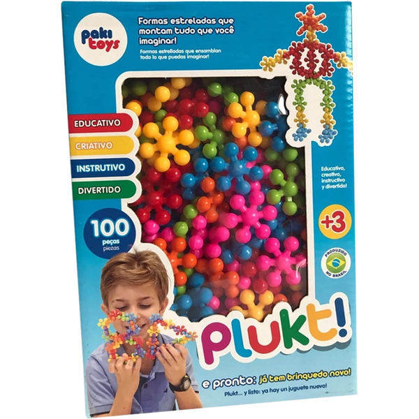 Blocos de Montar Plukt! Pakitoys Com 100 Peças - Ref. 1244