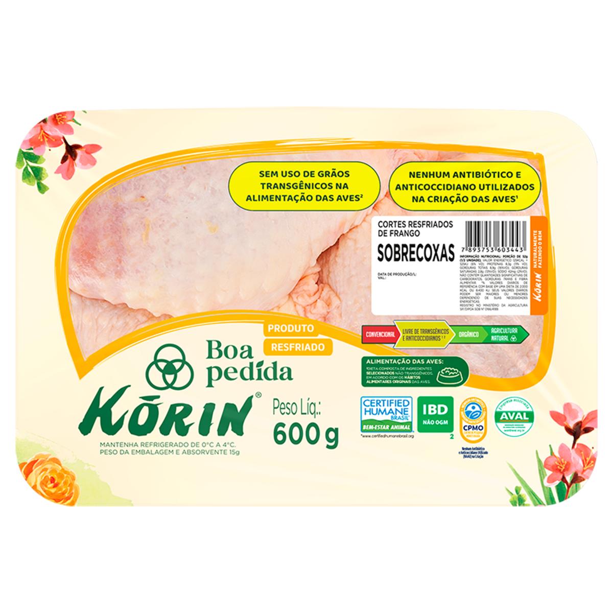 Sobrecoxa de Frango Resfriada Korin 600G
