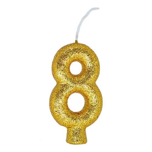 Vela De Aniversário Regina Cintilante Glitter Dourada Nº8 C/1 Un