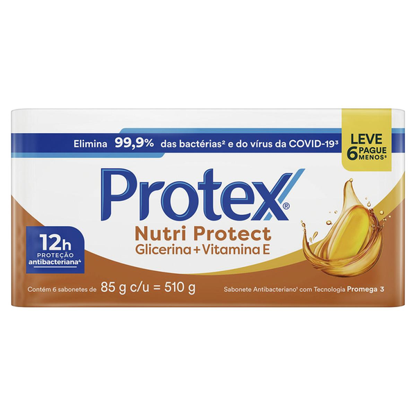 Sabonete em Barra Protex Nutri Protect Vitamina E 85g 6 unidades