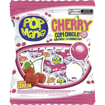 Pirulito Riclan Pop Mania Cherry 500g