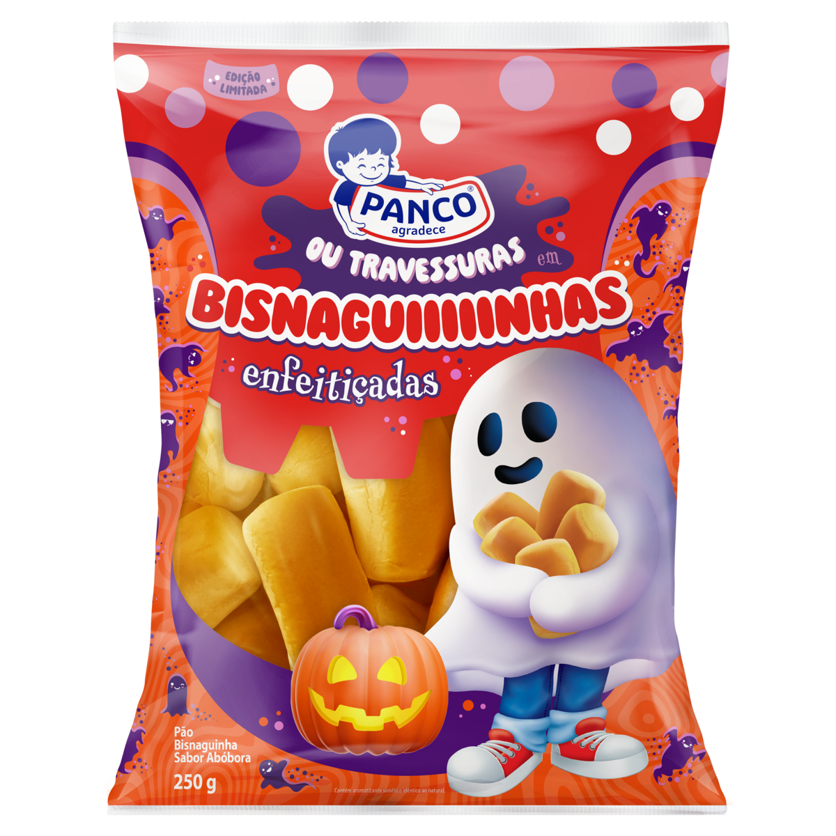 Pão Bisnaguinha Abóbora Enfeitiçadas Panco Pacote 250g