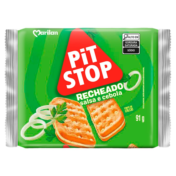 Biscoito Pit Stop Marilan 91g - Recheado - Cebola e Salsa