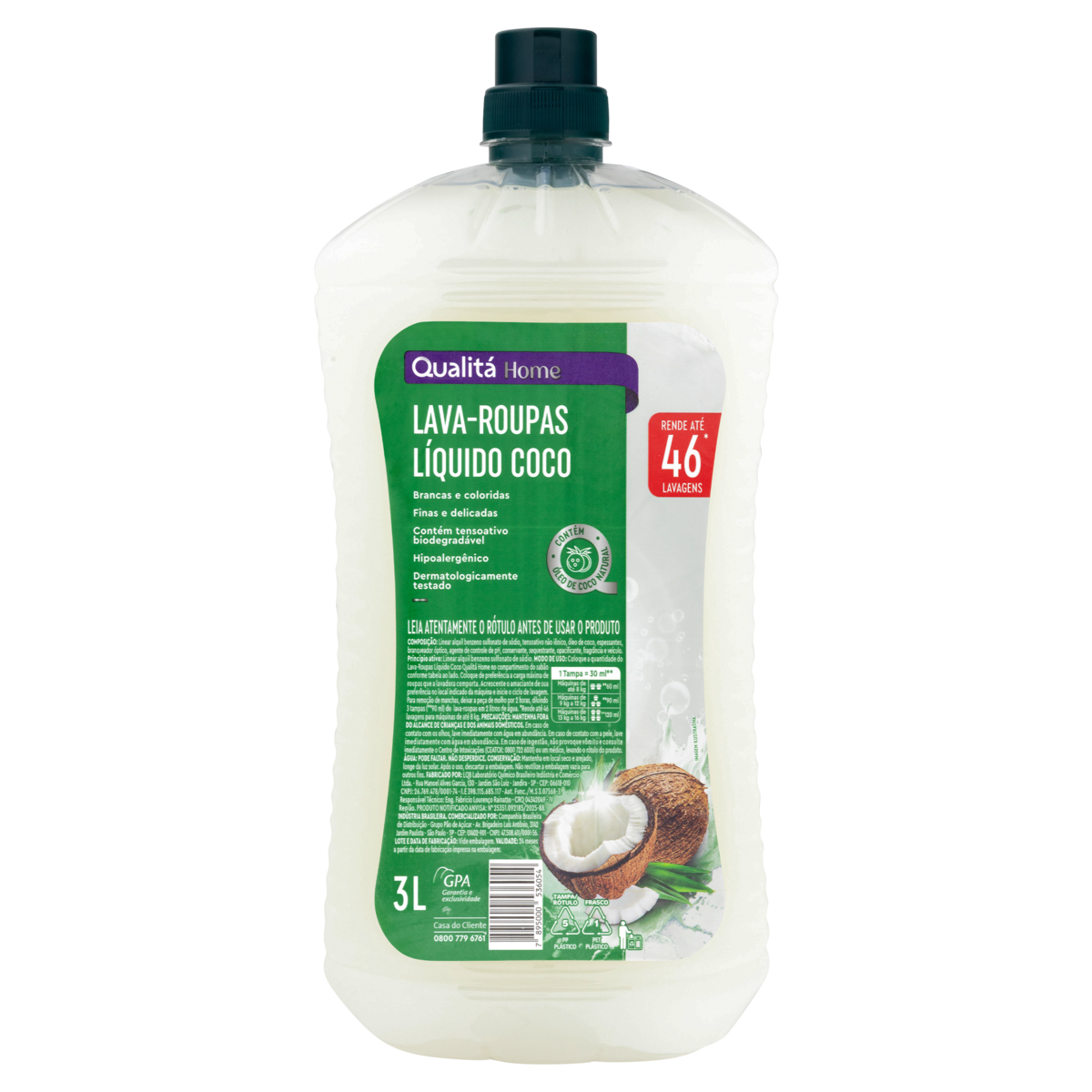 Qualitá Lava Roupas Líquido Coco 3L