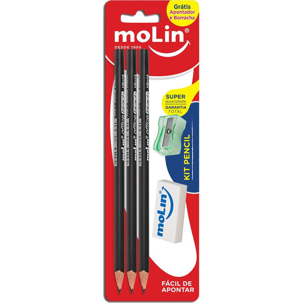 Kit Pencil Molin Grátis Apontador e Borracha