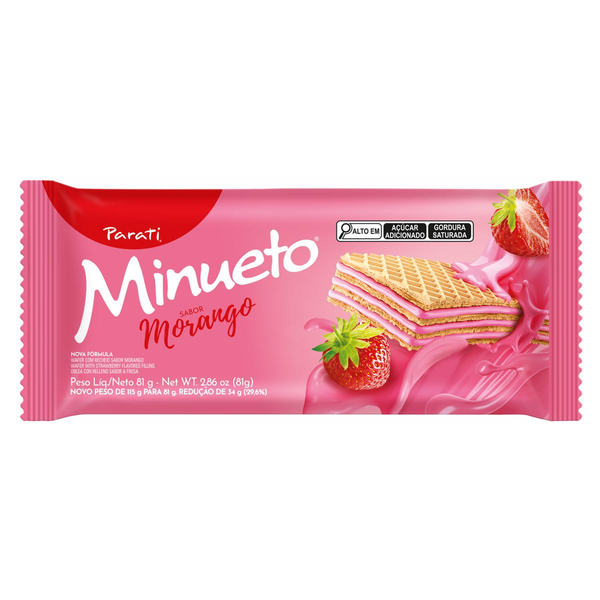 Biscoito Wafer Parati® Minueto® sabor Morango 81g
