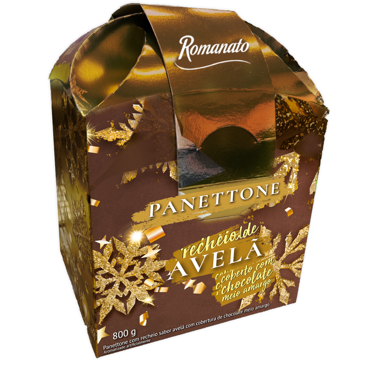 Panettone Romanato Premium Gotas Sabor Avelã 800g
