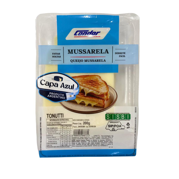 Queijo Argentino 200g - Mussarela - Fatiado