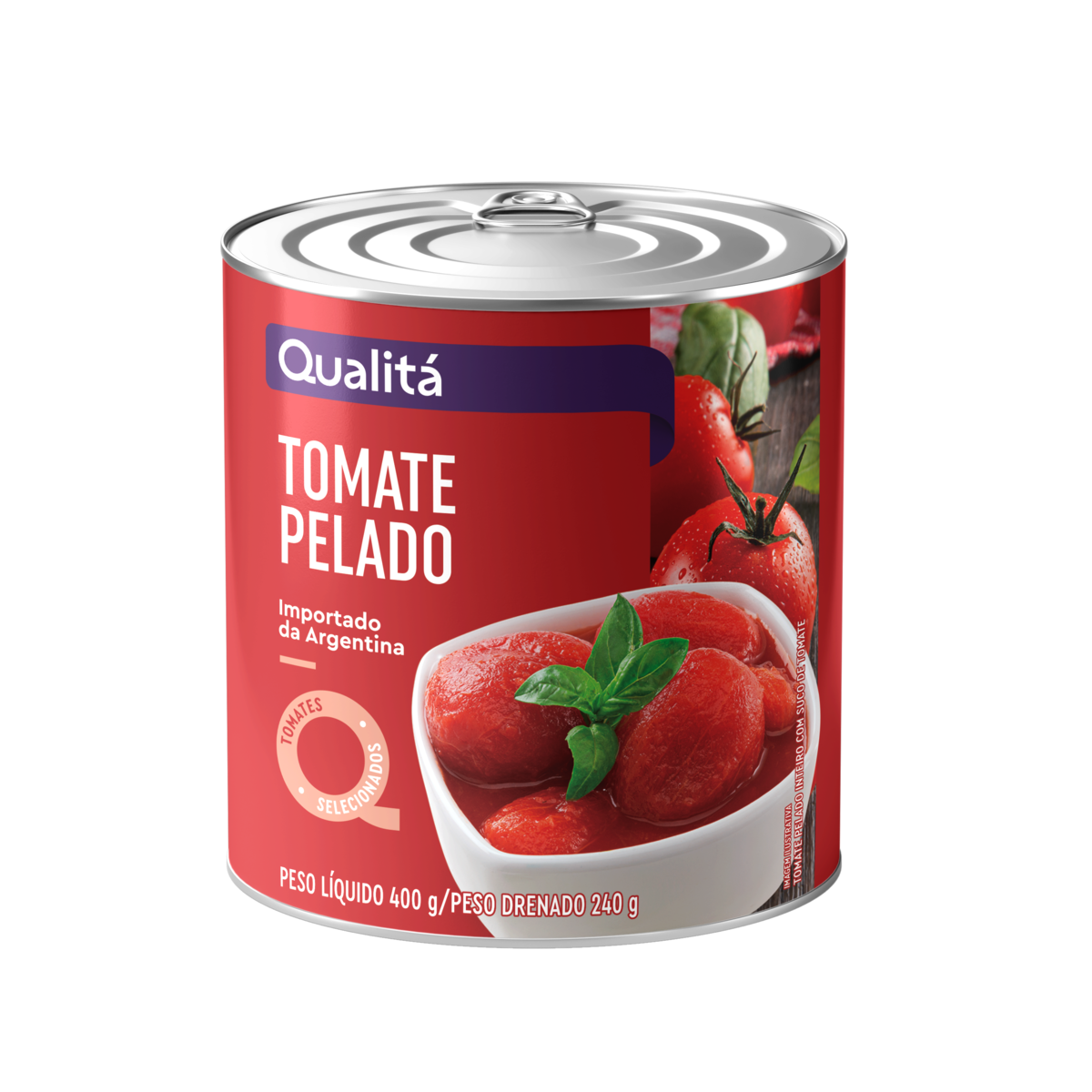 Tomate Pelado Inteiro com Suco de Tomate Qualitá Lata Peso Líquido 400g Peso Drenado 240g