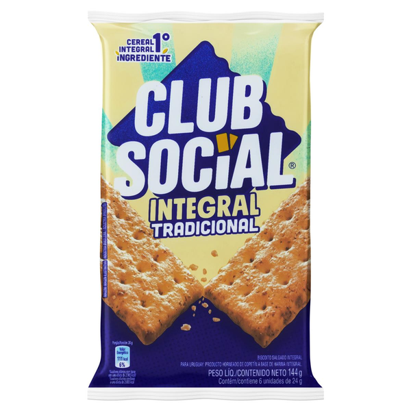 Biscoito Salgado Club Social Integral Multipack 144g