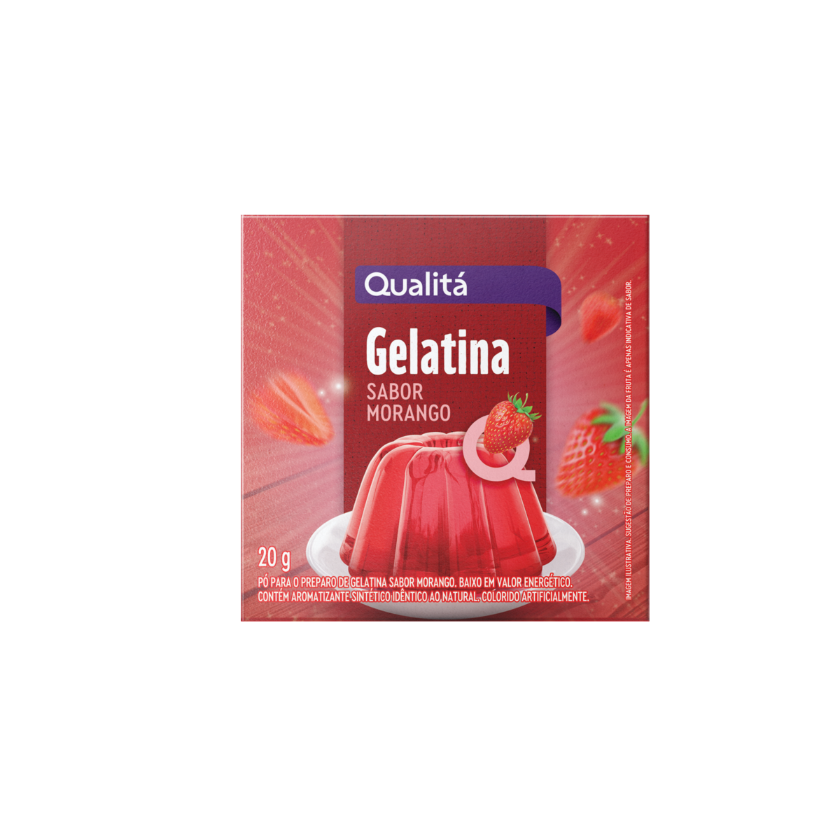 Gelatina Pó Morango Qualitá Caixa 20g