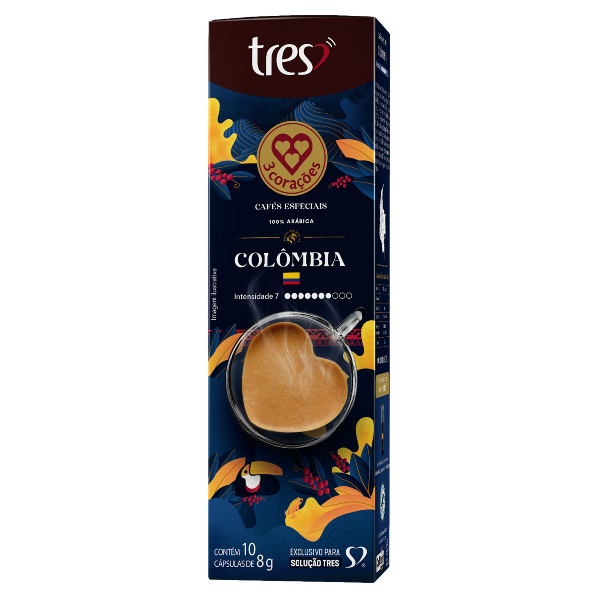 Café em Cápsula Torrado e Moído Espresso Colômbia Tres Regiões do Mundo Caixa 80g 10 Unidades