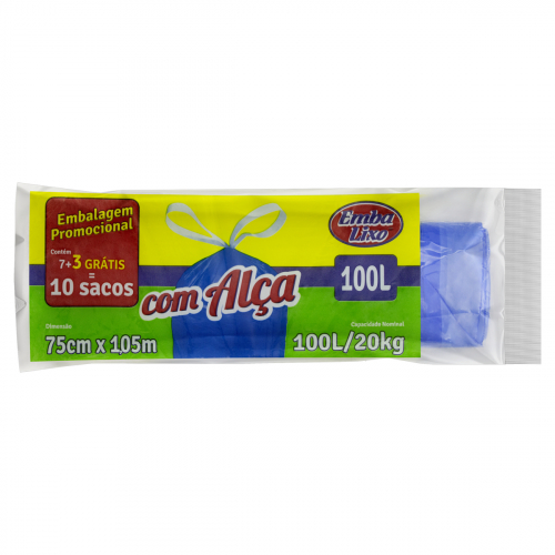 Saco Para Lixo Embalixo C/alça 100l 7 Un + 3 Un Grátis