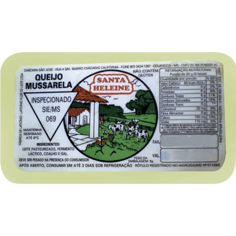 Queijo Mussarela Santa Heleine Lanche Preço por quilo na peça