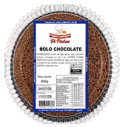 Bolo Pádua Redondo Chocolate 400g