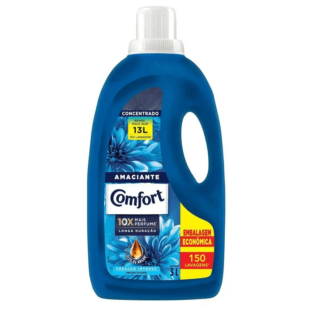 Amaciante de Roupa COMFORT Frescor Intenso Concentrado 3l Embalagem Econômica