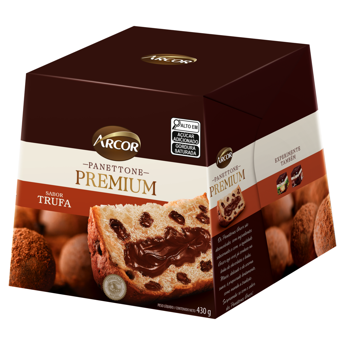 Panettone com Gotas Recheio Trufa ao Rum Arcor Premium Caixa 430g