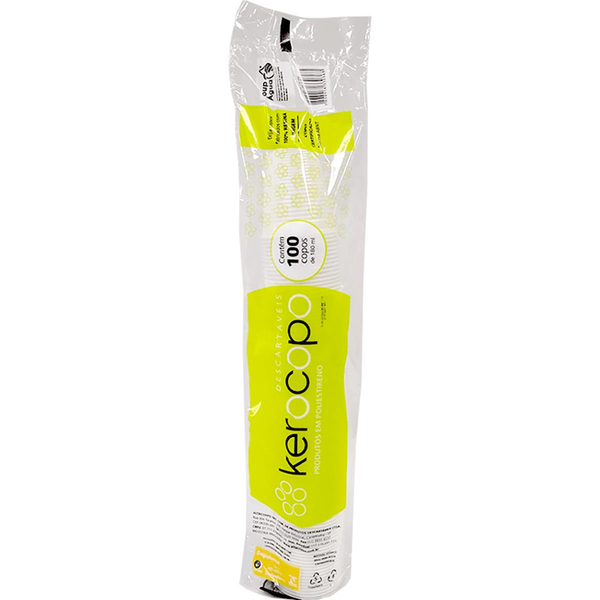 Copo Descartável Kerocopo 180ml - Branco - Com 100 Copos