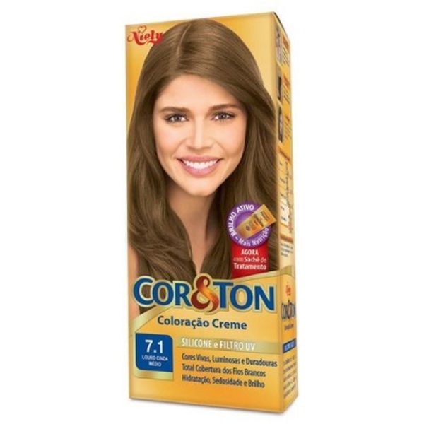 Tintura Cor & Ton Coloração Creme 7.1 Loiro Cinza Médio 125g