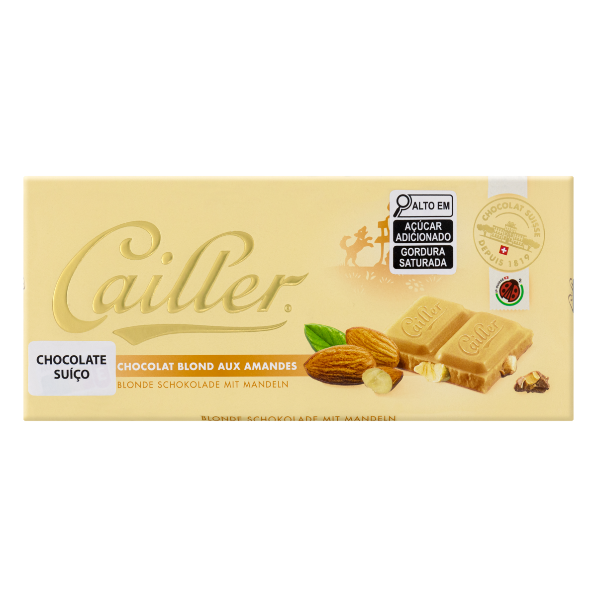 Chocolate Suíço Branco com Caramelo e Amêndoas Cailler Cartucho 100g