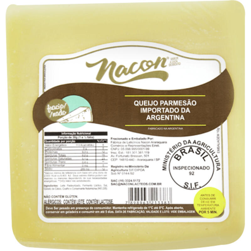Queijo Parmesão Fracionado Nacon Preço por quilo no pedaço