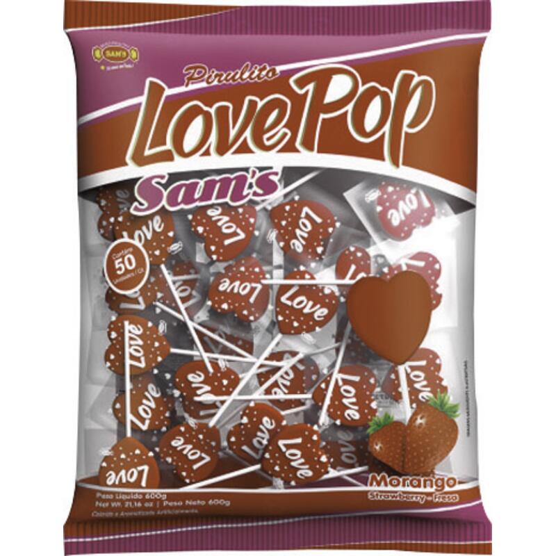 Pirulito Love Pop Sam's Morango 600g
