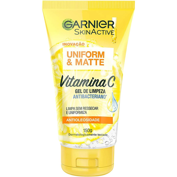 Gel de Limpeza Facial Antibacteriano Garnier Uniform & Matte Vitamina C