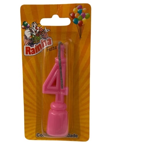 Vela De Aniversário Numerada Plastico Rosa Rainha N° 4