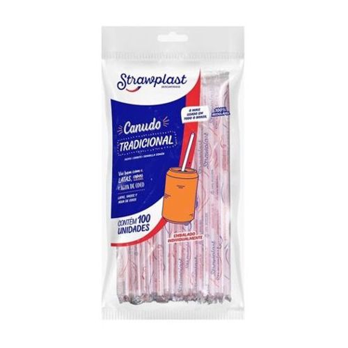 Canudo Strawplas Tradicional Com 100 Unidades