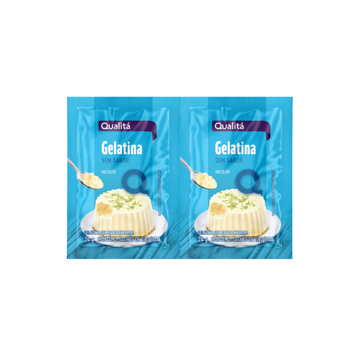 Gelatina em Pó sem Sabor Qualitá Pacote 24g 2 Unidades