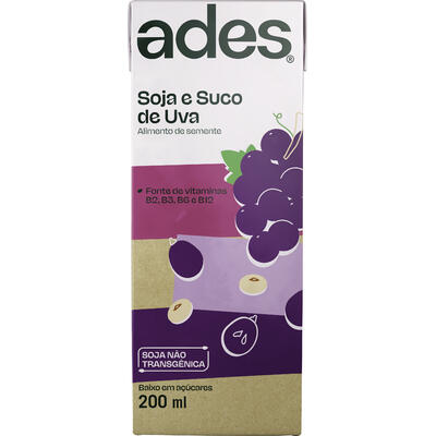 Alimento Ades À Base de Soja Uva 200ml