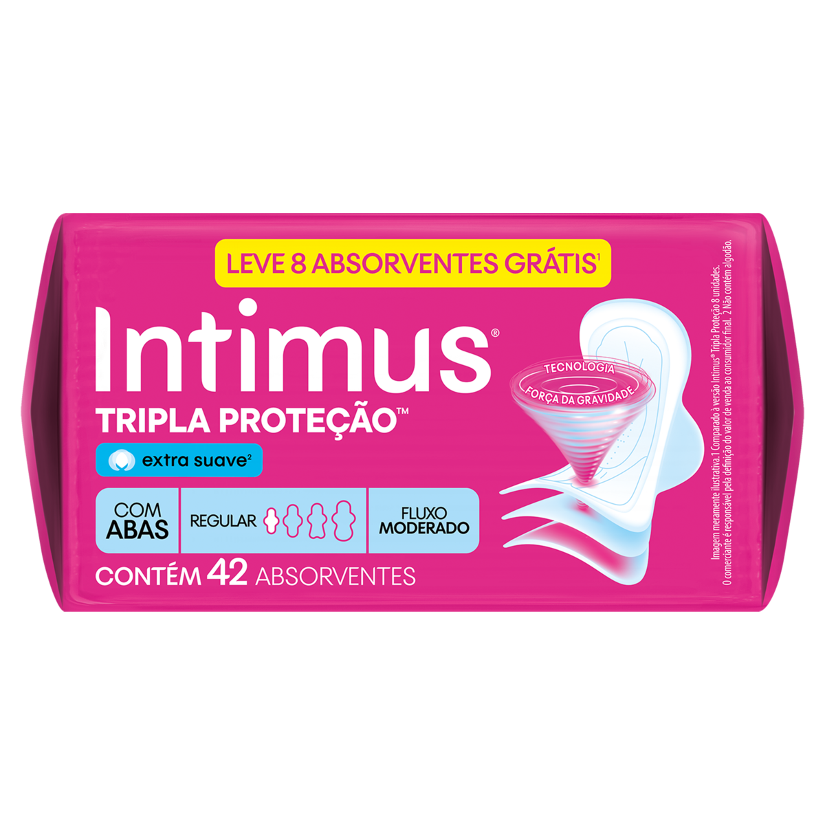 Absorvente com Abas Extra Suave Intimus Tripla Proteção Pacote 42 Unidades