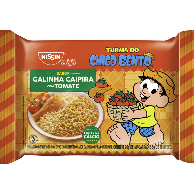 Macarrão Instantâneo NISSIN Turma do Chico Bento Galinha Caipira com Tomate 85g
