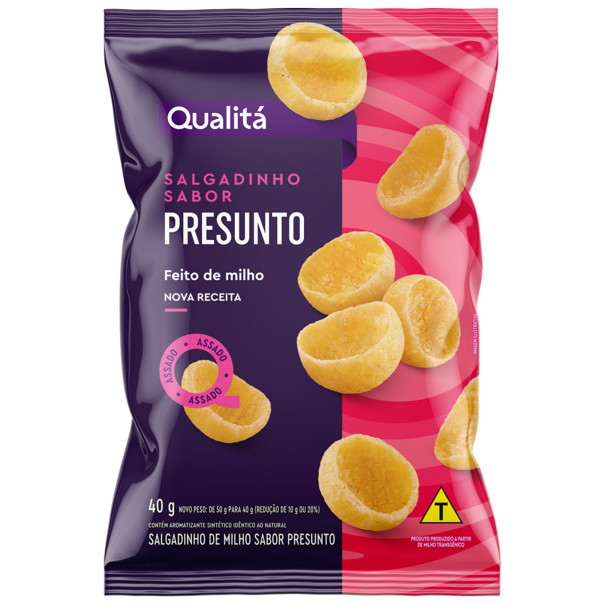 Salgadinho de Milho Conchinha Presunto Qualitá Pacote 40g