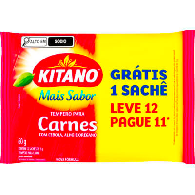 Tempero Kitano Mais Sabor Carne leve 12 pague 11 60g
