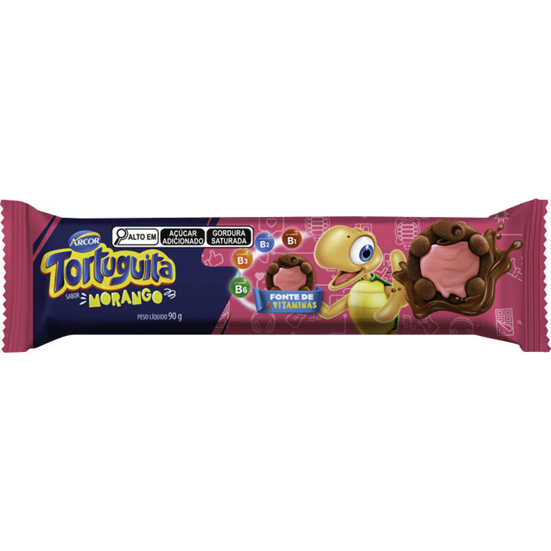 Biscoito Tortuguita Formato Morango 90g