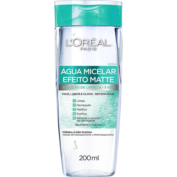 Loção LOréal 200ml - Efeito Matte - Água Micelar