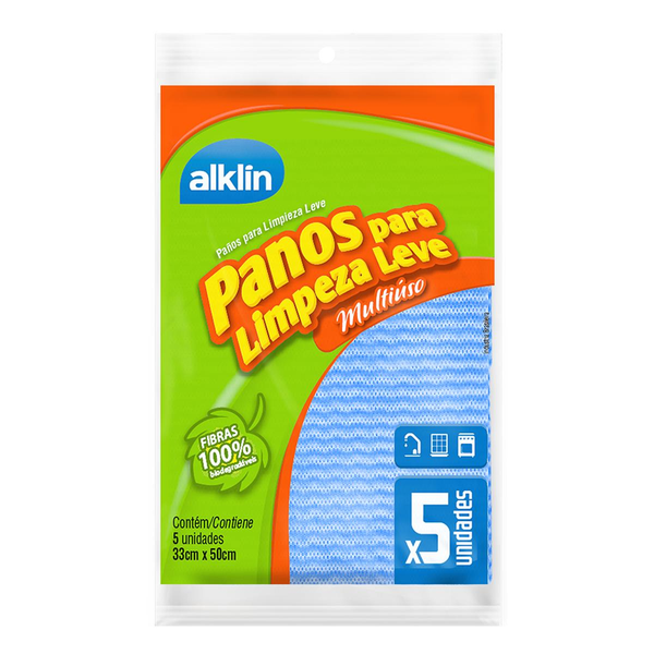 Pano Limpeza ALKLIN Azul com 5 unidades