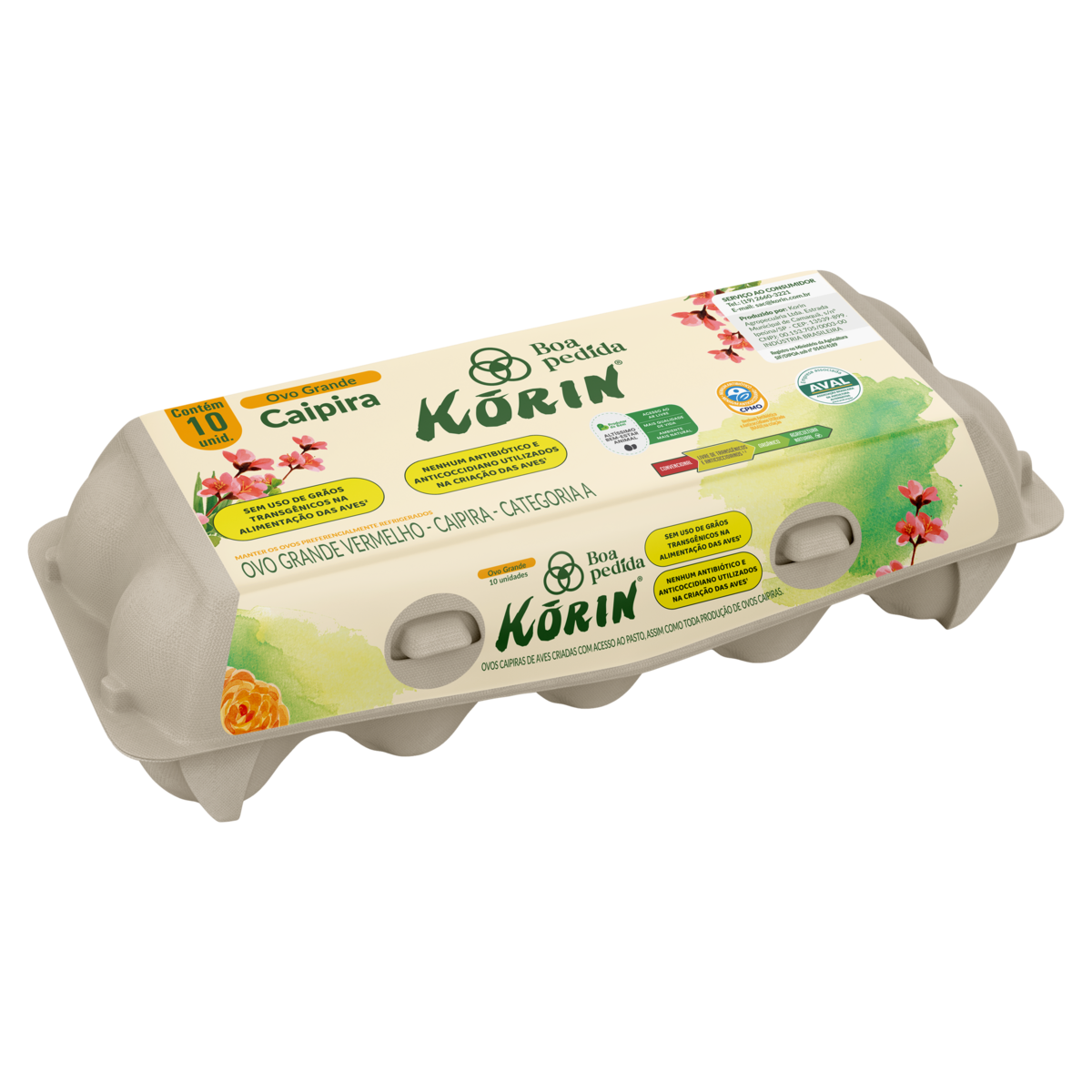 Ovos Caipira Grande Korin Boa Pedida Bandeja 10 Unidades