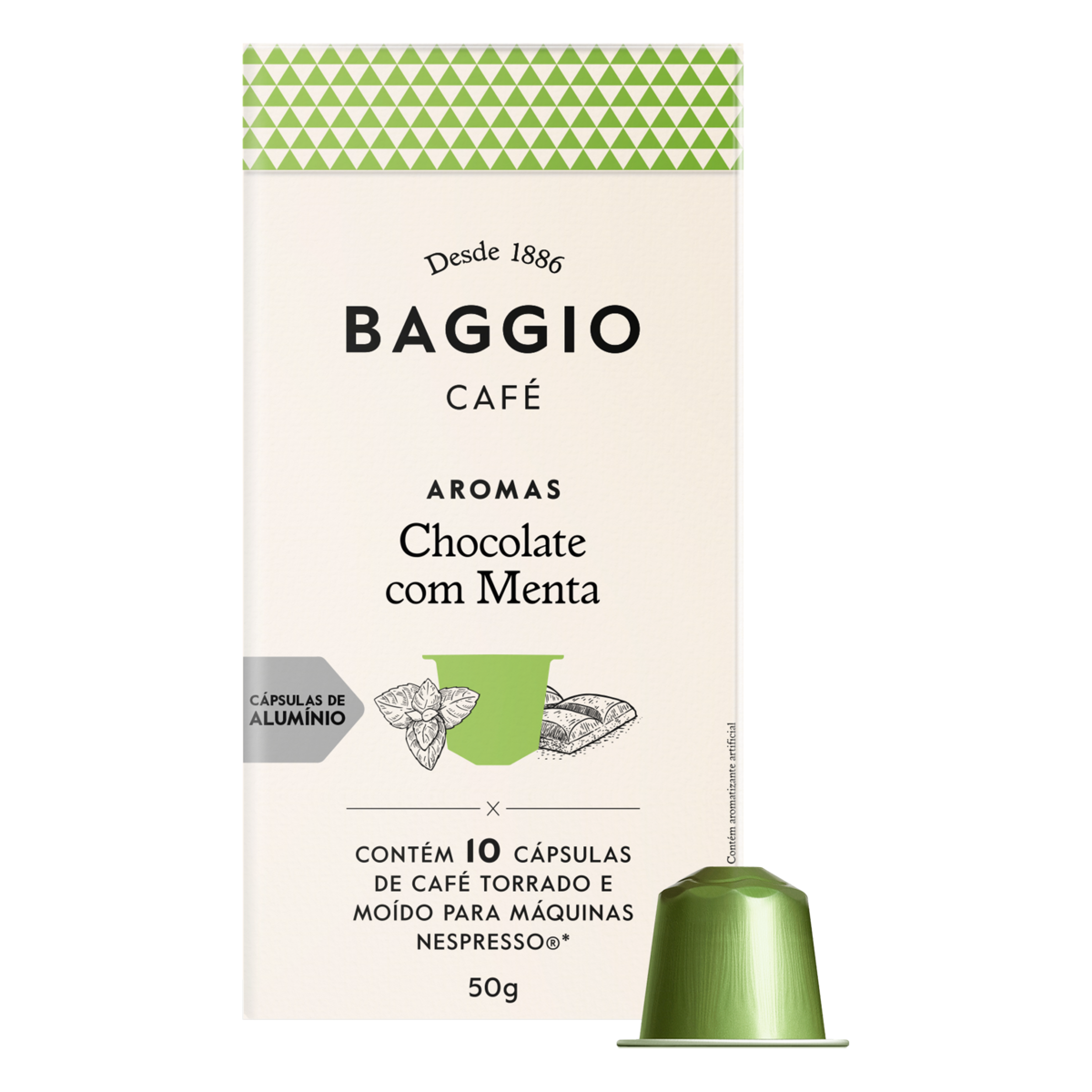 Café em Cápsula Torrado e Moído Chocolate com Menta Baggio Aromas Caixa 50g 10 Unidades