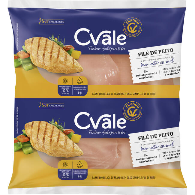 Filé de Peito de Frango C. Vale Cong Preço por quilo no pacote