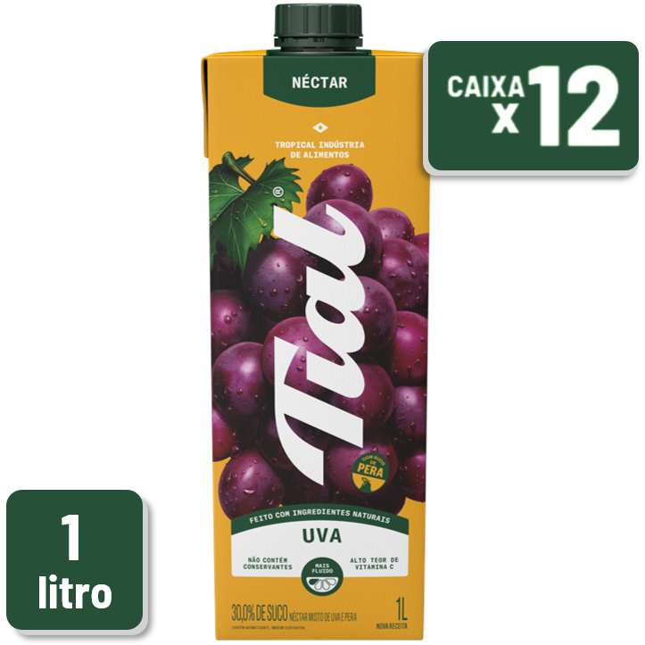 Néctar Tial Misto Uva e Pera Tetra Pak 1L Caixa c/ 12 un