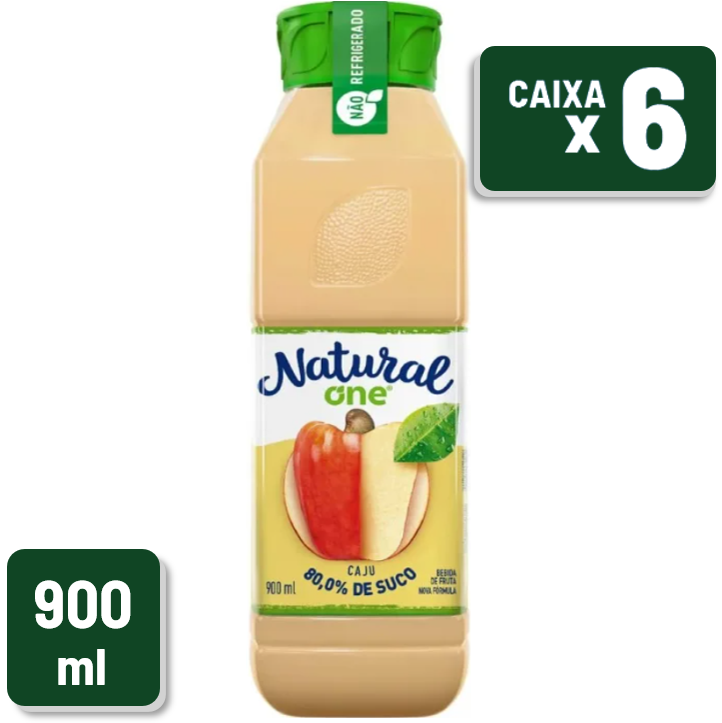 Suco Natural One Caju 80% Pet 900ml Caixa c/ 6 Un